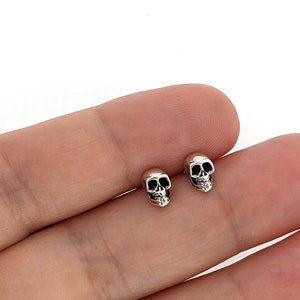 Skull Studs. 925 Sterling Silver Earrings. Small 7mm Earrings. Gothic Earrings. Silver Earrings for Men and Women. Skull Jewelry.