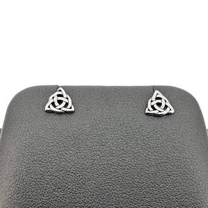 Tiny Sterling Silver Celtic Knot Triangle Stud Earrings