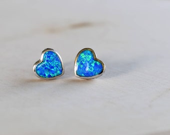 2 Big sky blue heart stud earrings blue earrings blue stud womens gift ceramic heart earrings Ceramic stud surgical steel stud