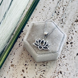 Lotus Flower Necklace. 925 Sterling Silver Necklace. Layering Pendant for Women Sister Friend Teens. Lotus Jewelry. Mothers Day Gift