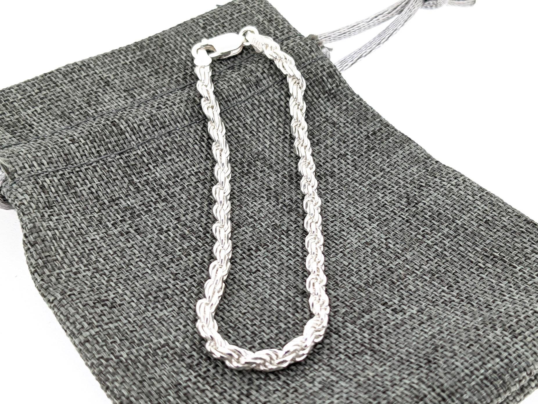 925 Sterling Silver Rope Bracelet. Silver Rope Chain Bracelet. Etsy