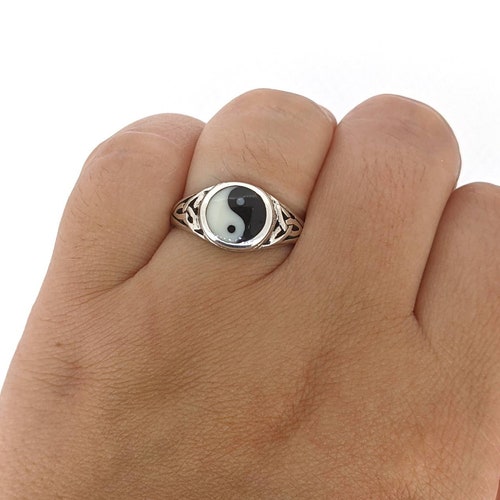 Filigree Sterling Silver Yin Yang Ring Etsy