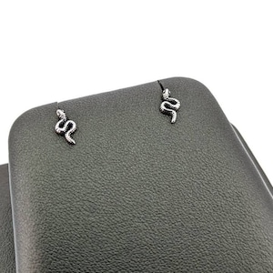 Tiny Textured Snake Sterling Silver Stud Earrings - Dainty and Minimalist Unisex Jewelry