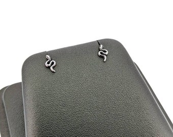 Snake Studs. 925 Sterling Silver Earrings. Tiny Oxidized Earrings. Snake Jewelry. Gift For Her. Christmas Gift