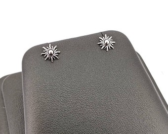 Sun Stud Earrings. 925 Sterling Silver Studs. 8mm Sun Studs. Small Pair of Sun Stud Earrings. Gift for her. Mother's Day Gift