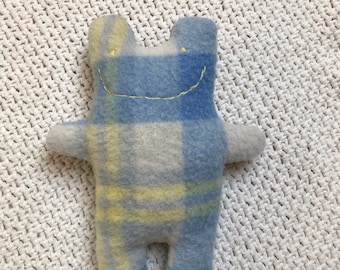 Cuddly toy made from a vintage woolen blanket