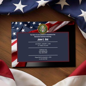 Militaire pensionering uitnodiging digitale download | Marine, leger, luchtmacht, kustwacht, mariniers, ruimtemacht, nationale garde