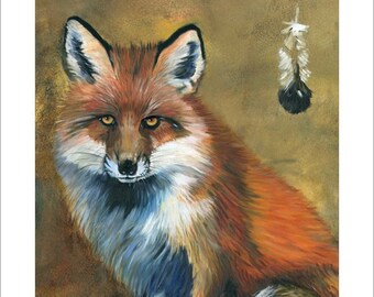 Collectible Wildlife Art Illustration - "Fox shows the way" - Fox Artwork Reproduction