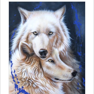 Wolf Art Print - &quot;One Heart&quot; by Artist Sandi Baker