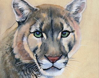 Critter Collection Cougar Puma Panther Catamount American Cat Black Cherry Wood Christmas Ornament Mountain Lion Sitting Ornament