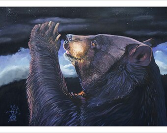 Sunrise Bear - Note Cards Included 4 5x7 Black Bear Note Card Set