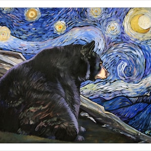 5x7 Note Card Set - "Beary Starry Nights" - (4) Note Cards Included