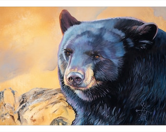 5x7 Black Bear Note Card Set - "Sunrise Bear" - (4) Note Cards Included