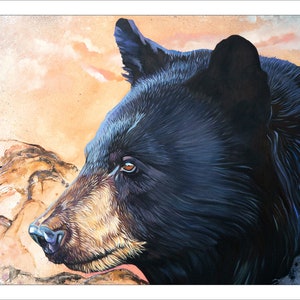 Juego de tarjetas de oso negro de 5x7 - "El Vigilante" - Incluye 4 tarjetas