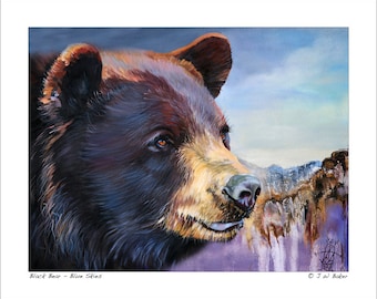 Bear Art Print - "Black Bear - Blue Skies" by Artist - J W Baker