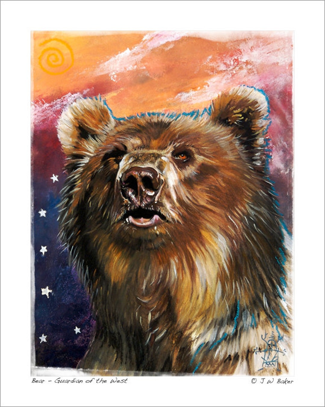 Bear Print bear Guardian of the West Wildlife Art Reproduction Etsy