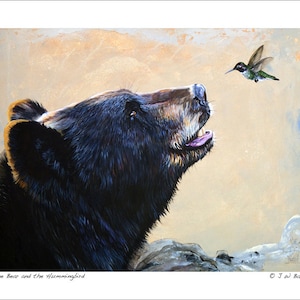 Collectible Bear Artwork - "The Bear and the Hummingbird" - Art Reproduction