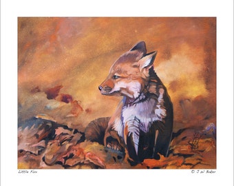 Fox Artwork Print - "Little Fox" - 8x10 Collectible Fox Wildlife Art Reproduction
