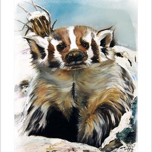 5x7 Note Card Set - &quot;Badger - Guardian of the South&quot; - (4) Note Cards Included