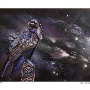 Raven Art Print: Galaxy Sky, Sandi Baker Artwork