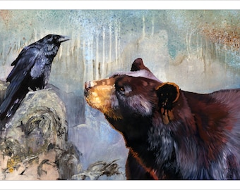 Raven and the Bear - Set di biglietti d'auguri 5x7 - (4) biglietti d'auguri inclusi
