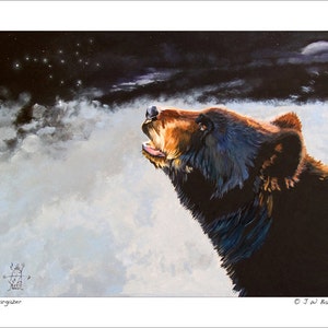 Black Bear Art Print - &quot;Stargazer&quot; by Artist - J W Baker