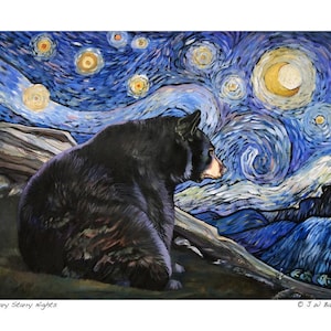 Conjunto de cartões de nota 5x7 - "Beary Starry Nights" - (4) cartões de nota incluídos