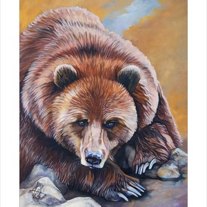 Grizzly Bear Art - &quot;American Made&quot; - Collectible Bear Artwork Print