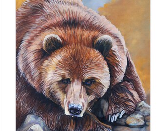 Grizzly Bear Art - "American Made" - Collectible Bear Artwork Print