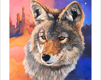 Coyote 8x10 Print - "Coyote the Trickster" - Wildlife Art Reproduction