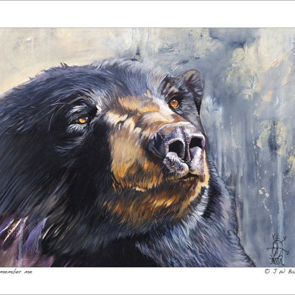 Inspirational Bear Portrait "Remember me" Collectible Bear Art Print