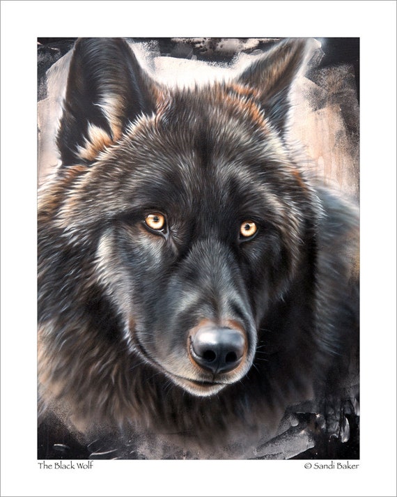 Black Wolf Art Print The Black Wolf © Sandi Etsy