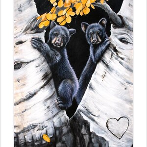 Black Bear Cubs Art Print - &quot;Cradle&quot; -by Artist- Sandi Baker