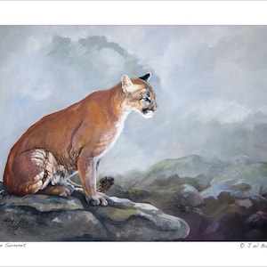 Mountain Lion Art Print: Wildlife Reproduction on Paper Canvas