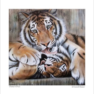 Tiger Art Print - &quot;Diana&#39;s Duo&quot; © Sandi Baker - Wildlife Art Reproduction