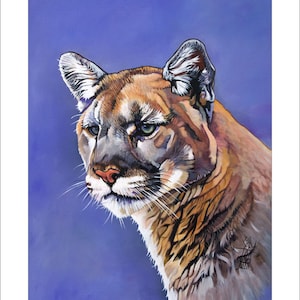 Mountain Lion Art Print: &quot;Vigilant&quot; Wildlife Reproduction