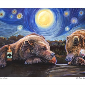 Fun Whimsical Bears - “Happy Hour” - Collectible Wildlife Art Print