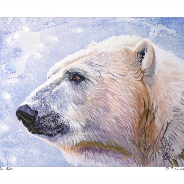 Polar Bear Art - "Polar Blue" - Polar Bear Wildlife Art Print