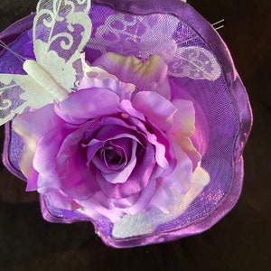 Purple Satin and Crinoline Large Deep Domed button Kentucky Derby, Church, Bridal Shower, Tea Party, Cocktail Fascinator.