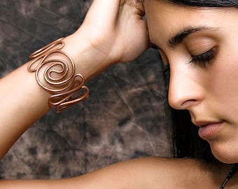 Yin Yang cuff bracelet, gorgeous copper cuff bracelet, one size, adjustable