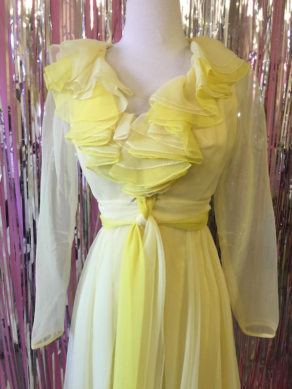 Long Yellow Ruffle Spring Gown - image 1