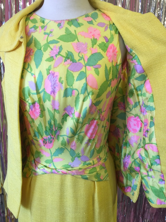 Yellow Floral working girl suit - image 1