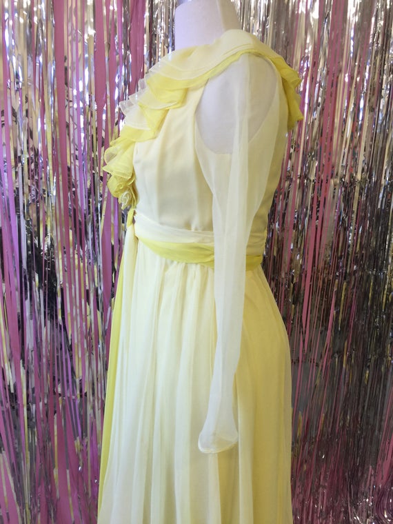 Long Yellow Ruffle Spring Gown - image 5