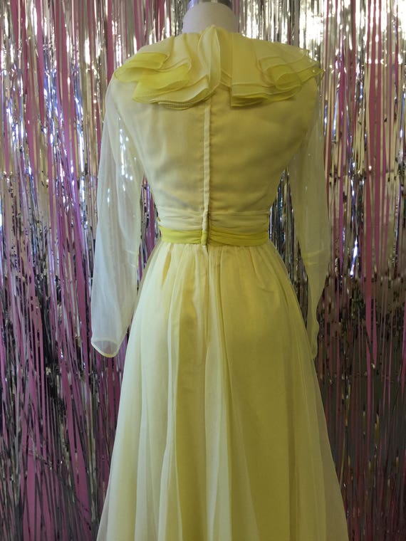 Long Yellow Ruffle Spring Gown - image 3