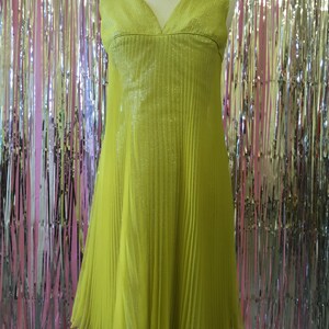 Lili Diamond Lime Green Disco Pleated Mini Dress