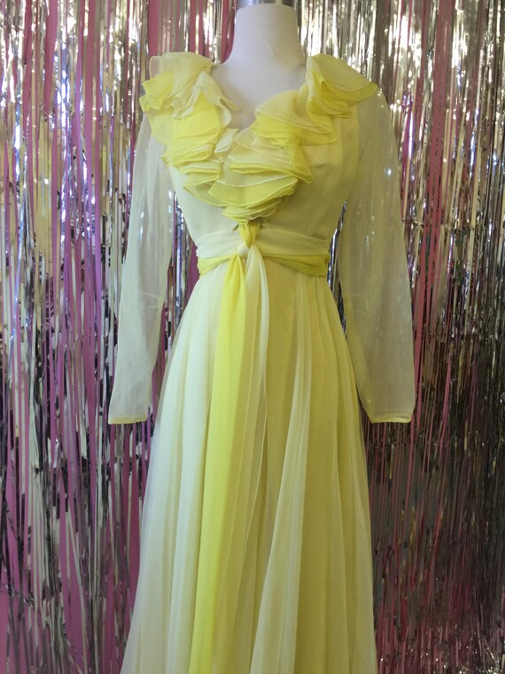 Long Yellow Ruffle Spring Gown - image 2