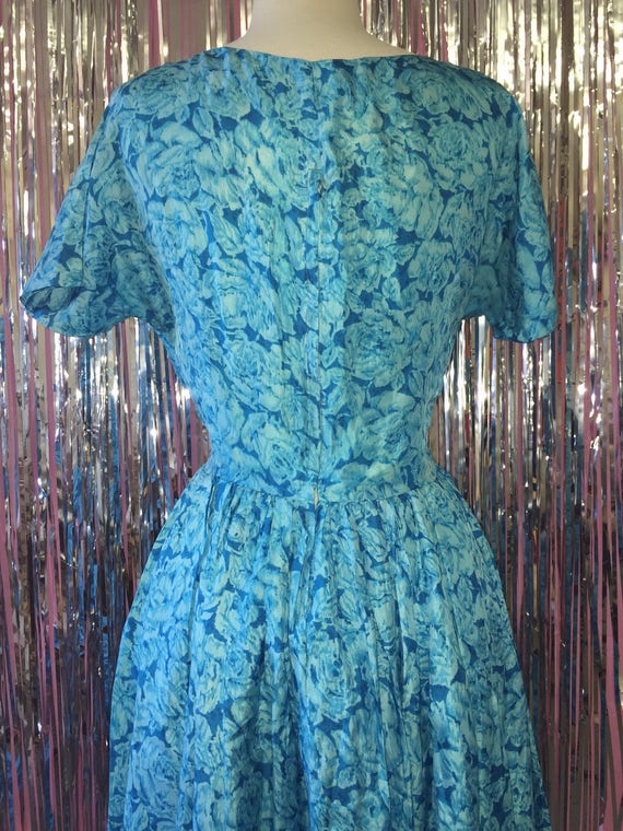 Silky Blue 1950's Dress