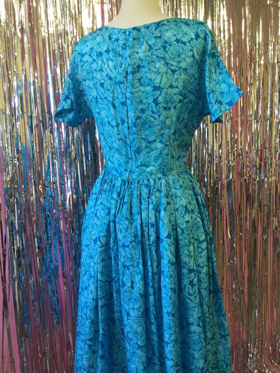 Silky Blue 1950's Dress - image 2