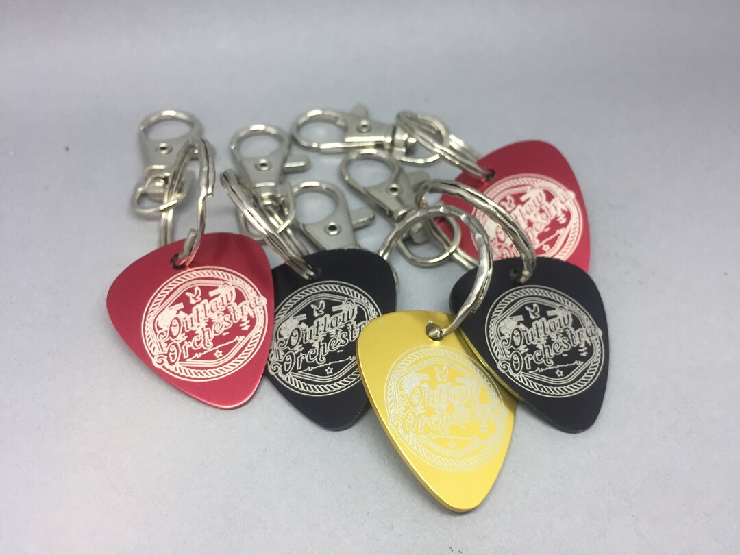 Band Custom Key Rings Custom Guitar Pic Shaped Metal Key Ring With Your Name, Text or Design ...