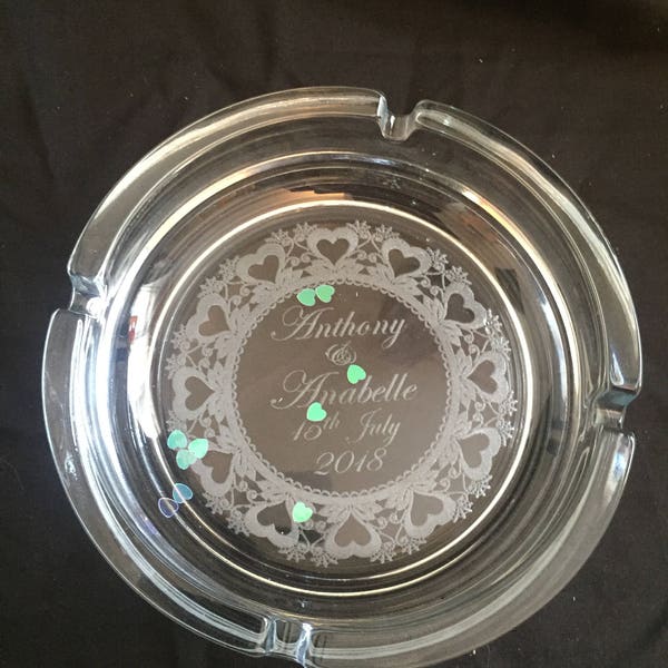 Ash Tray with Custom Personalised Laser Engraved design and text